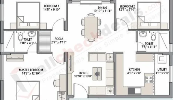 Vaishnavi Vana 3 BHK Floor Plan